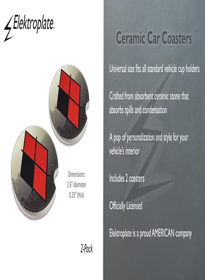 Elektroplate Officially Licensed DC Comics Harley Quinn Automotive Ceramic Coasters (2.6" Diameter) | Universal Fit for Cars, Trucks, SUVs & More | Absorbent Non-Slip Durable | Set of 2 - Image 3